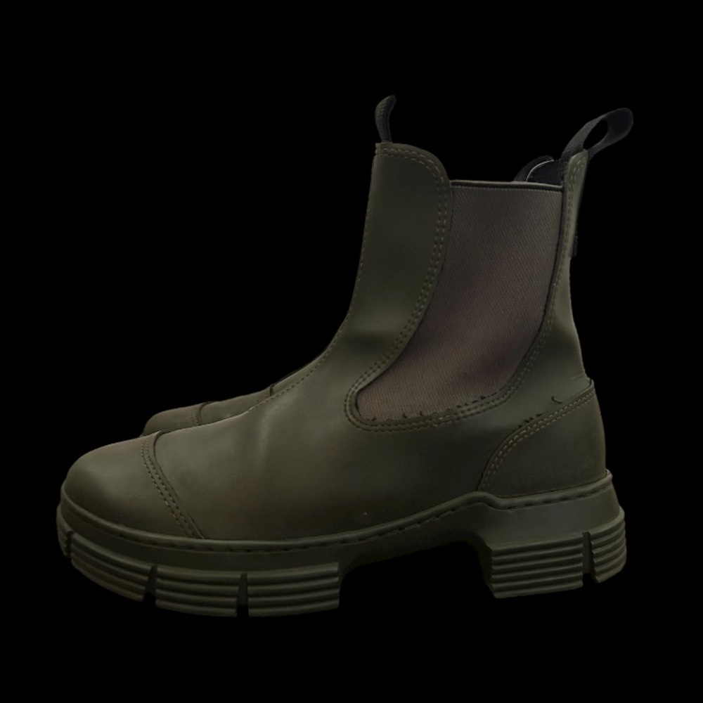 GANNI City Boots Mid Calf Boots Chunky Soles in Green Size 6 - Picture 5 of 13